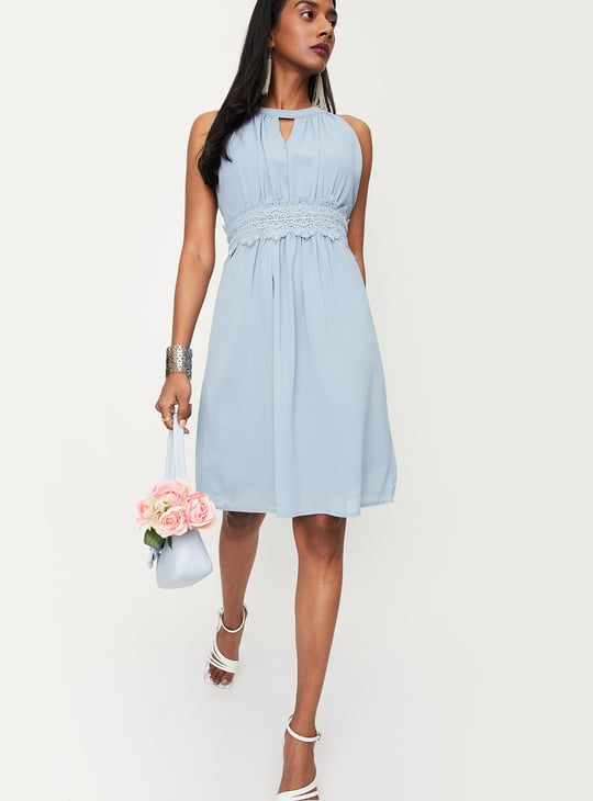 Women Lace Halter Neck Dress