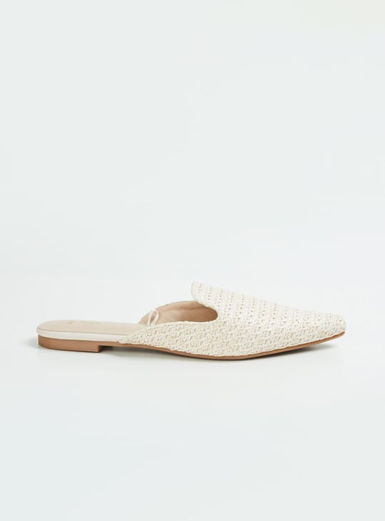 Women Woven Pointed Toe Mules