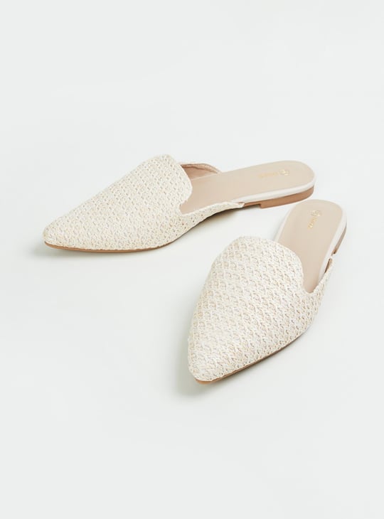 Women Woven Pointed Toe Mules