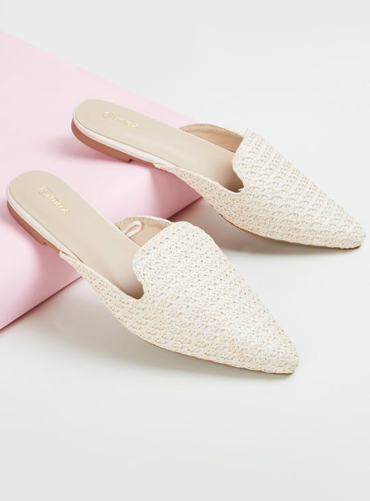 Women Woven Pointed Toe Mules