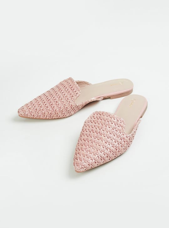 Women Woven Pointed Toe Mules