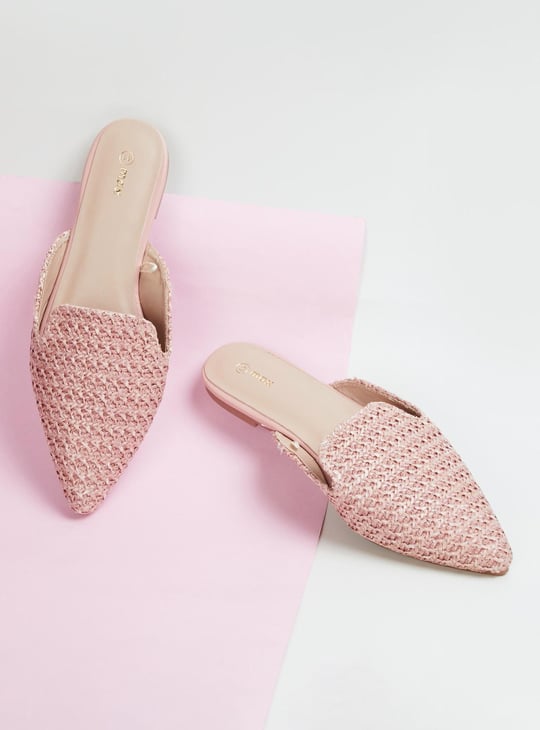 Women Woven Pointed Toe Mules