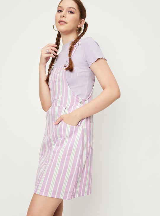 Women Striped Yarn Dyed Pinafore Dress