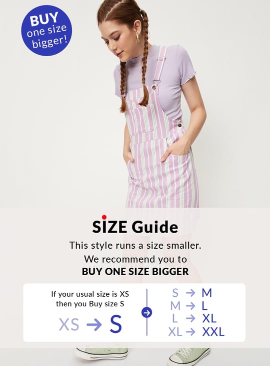 Women Striped Yarn Dyed Pinafore Dress