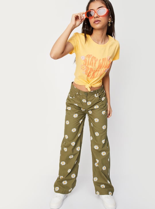 Girls Typographic Printed Cotton T-shirt