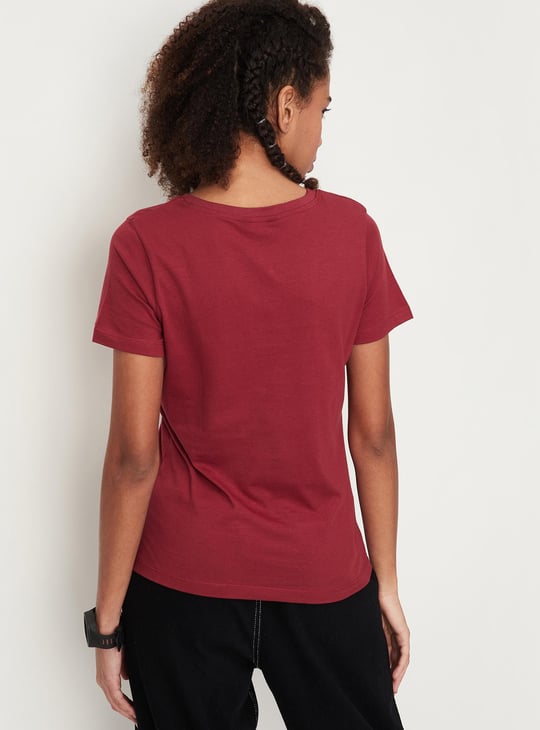 Women Slogan Printed Round Neck T-shirt