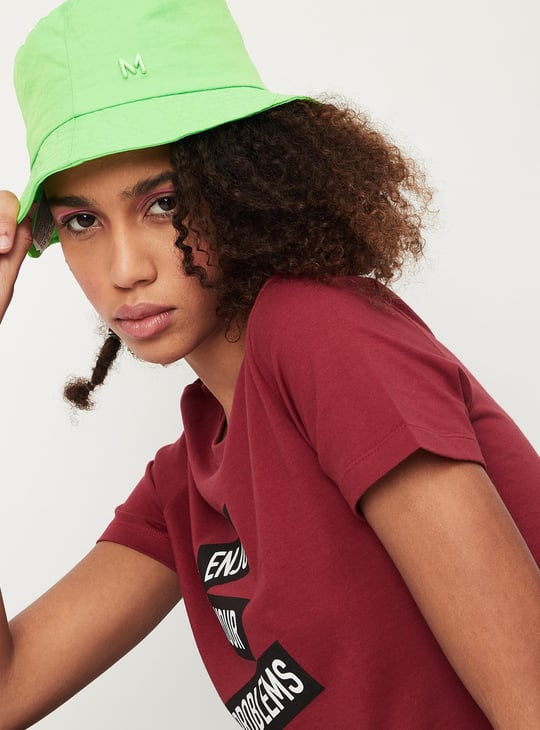 Women Slogan Printed Round Neck T-shirt