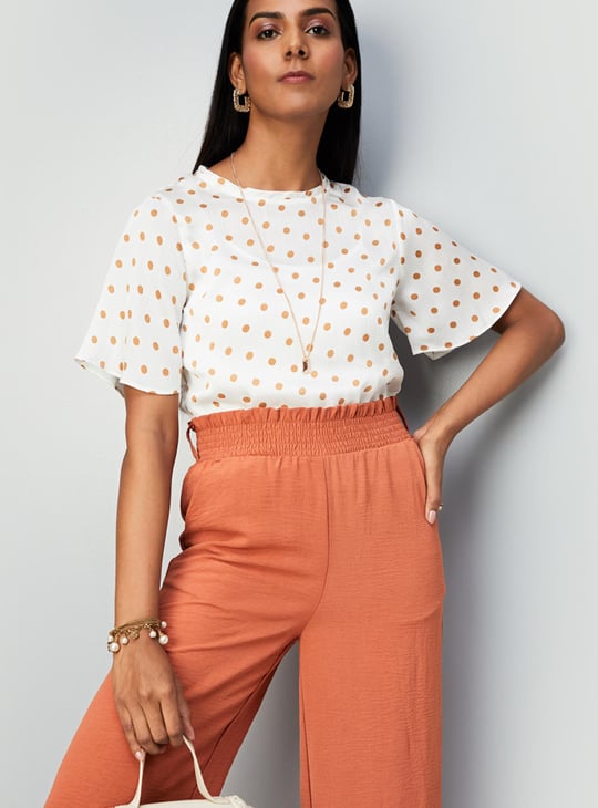 Women Polka Dot Top with Necklace