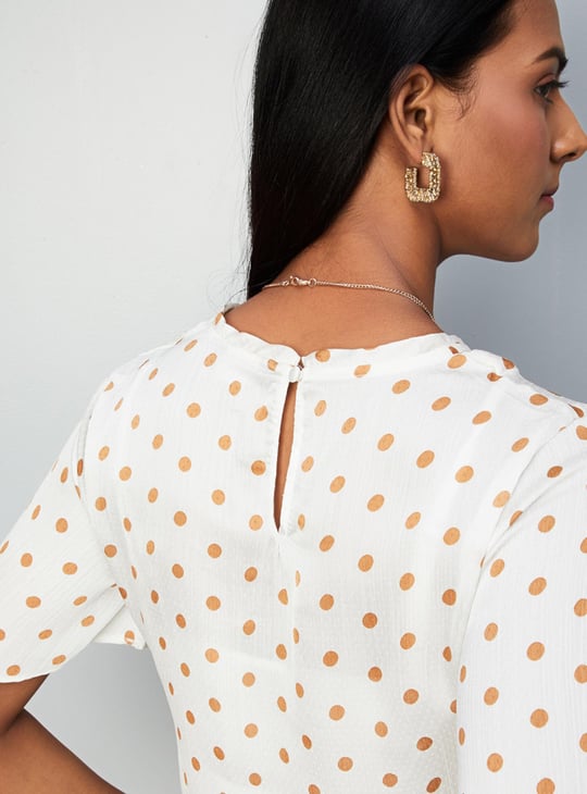 Women Polka Dot Top with Necklace