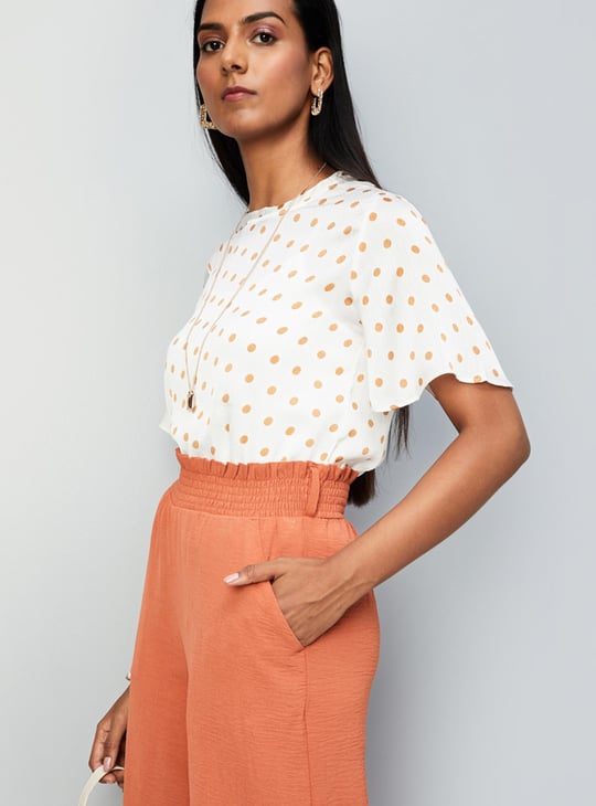 Women Polka Dot Top with Necklace