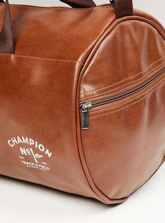 Men Printed Gym Bag Brown Printed