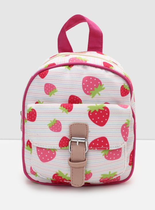 Girls Strawberry Printed Backpack