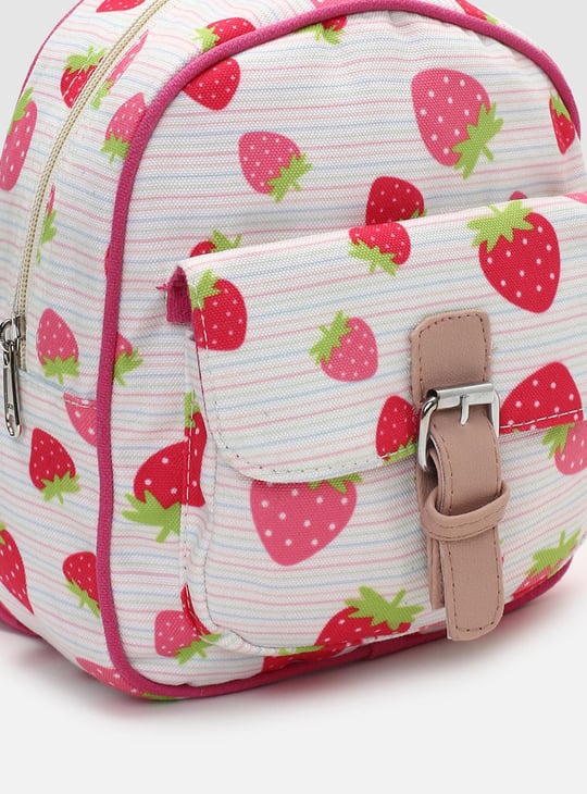 Girls Strawberry Printed Backpack