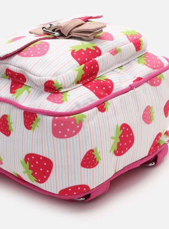 Girls Strawberry Printed Backpack