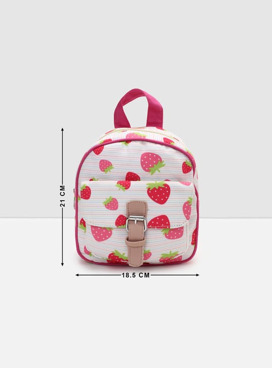 Girls Strawberry Printed Backpack