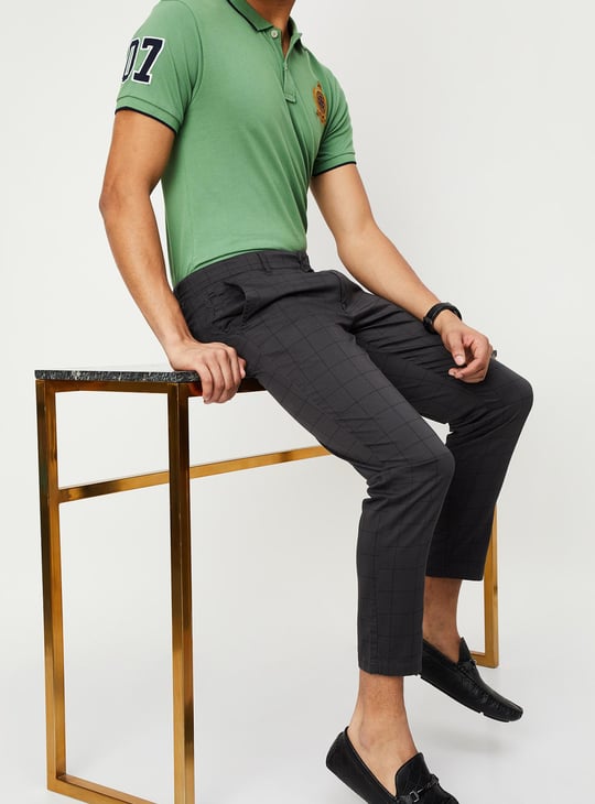 Men Checked Carrot Fit Chinos