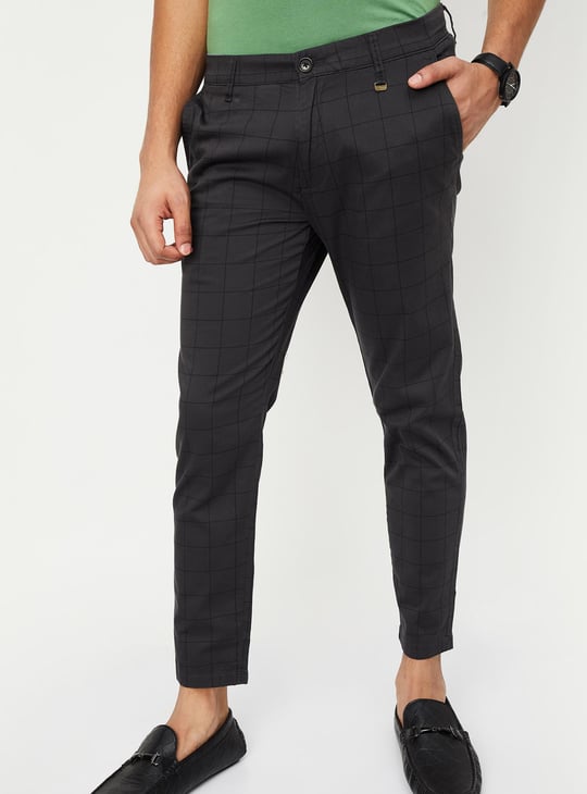 Men Checked Carrot Fit Chinos