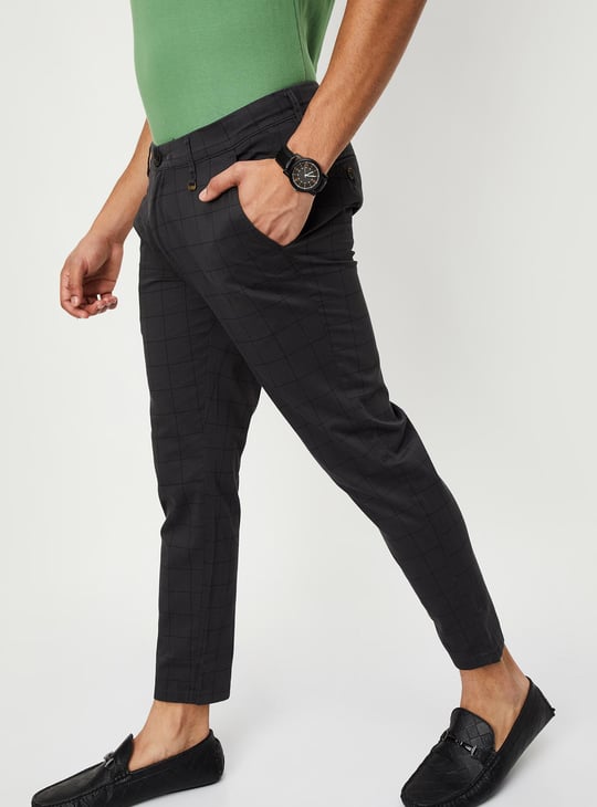 Men Checked Carrot Fit Chinos