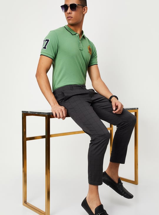 Men Checked Carrot Fit Chinos