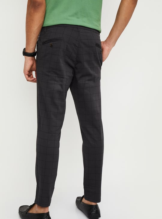 Men Checked Carrot Fit Chinos
