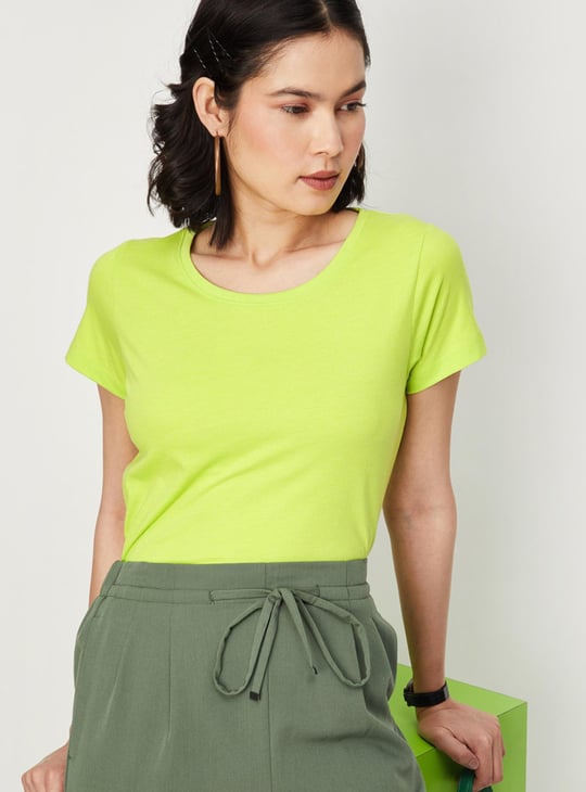 Women Solid Short Sleeves T-shirt