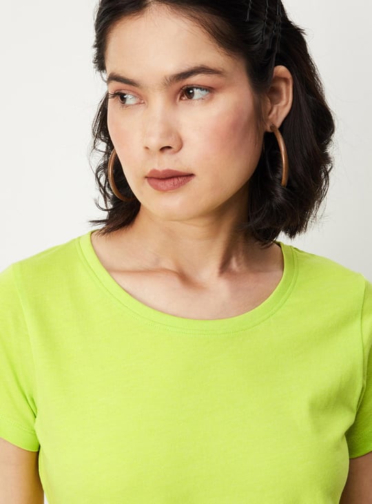 Women Solid Short Sleeves T-shirt