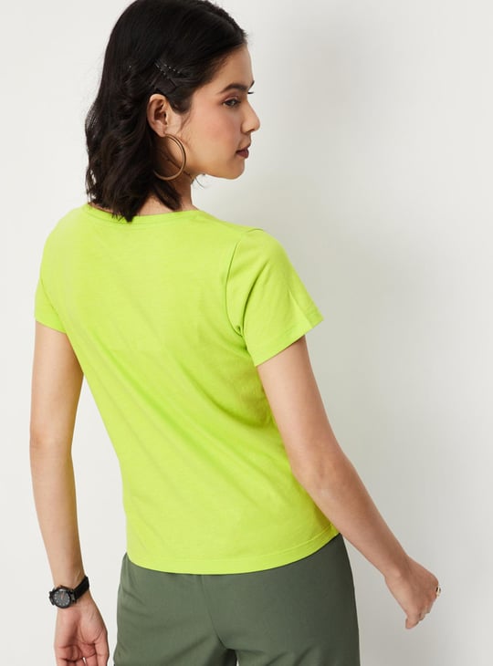 Women Solid Short Sleeves T-shirt