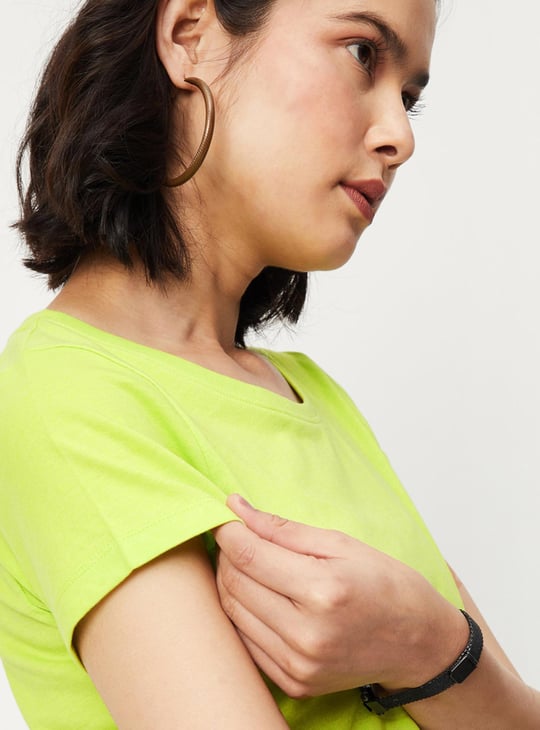 Women Solid Short Sleeves T-shirt