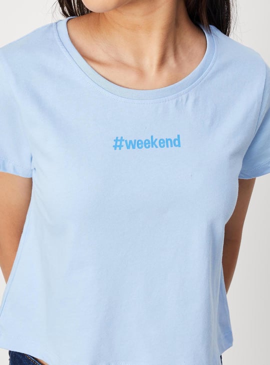 Girls Printed Cotton Crop Cotton T-shirt