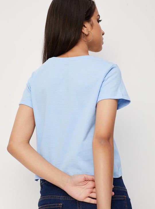 Girls Printed Cotton Crop Cotton T-shirt