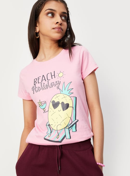 Girls Graphic Printed Cotton T-shirt