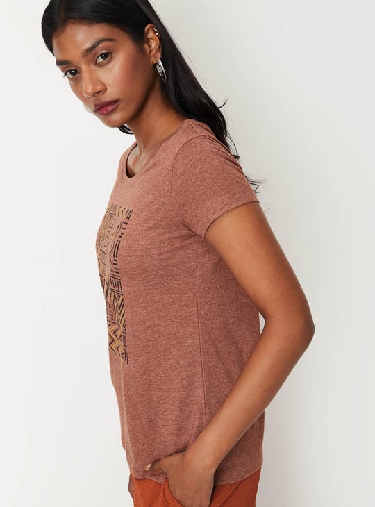 Women Round Neck Graphic T-shirt