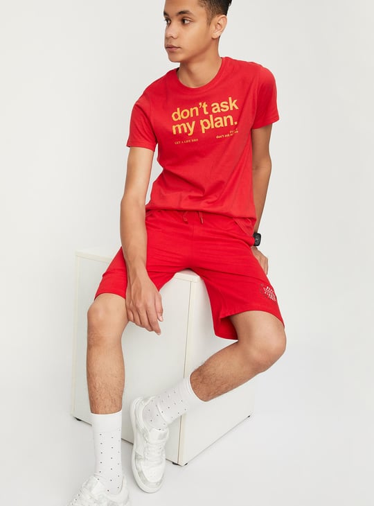 Boys Typographic Printed Crew Neck Cotton T-shirt