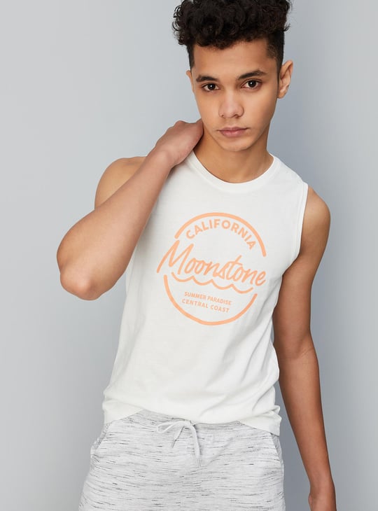 Boys Printed Sleeveless Cotton T-shirt