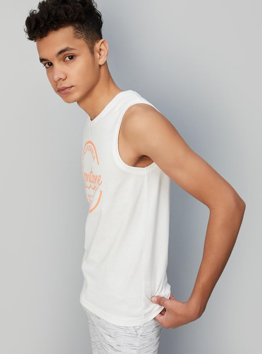 Boys Printed Sleeveless Cotton T-shirt