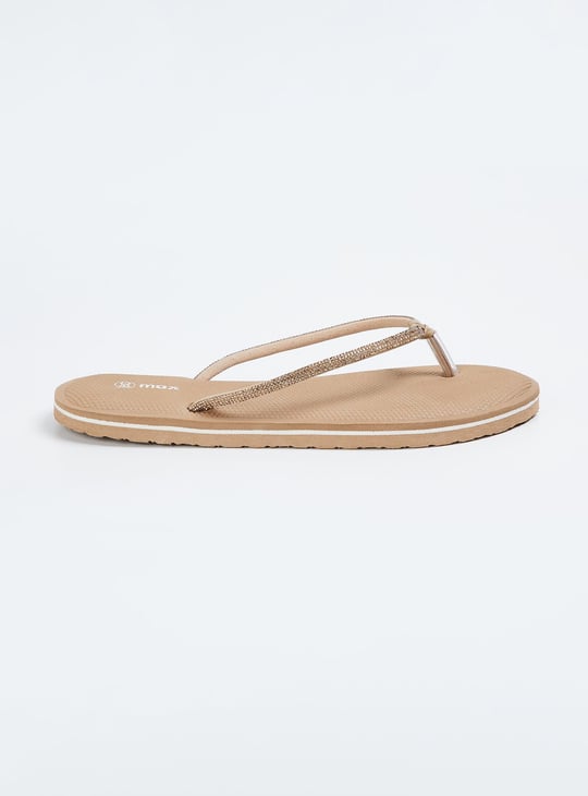 Women Stone Embellished Flip Flops