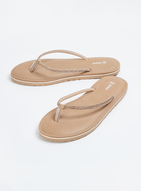 Women Stone Embellished Flip Flops