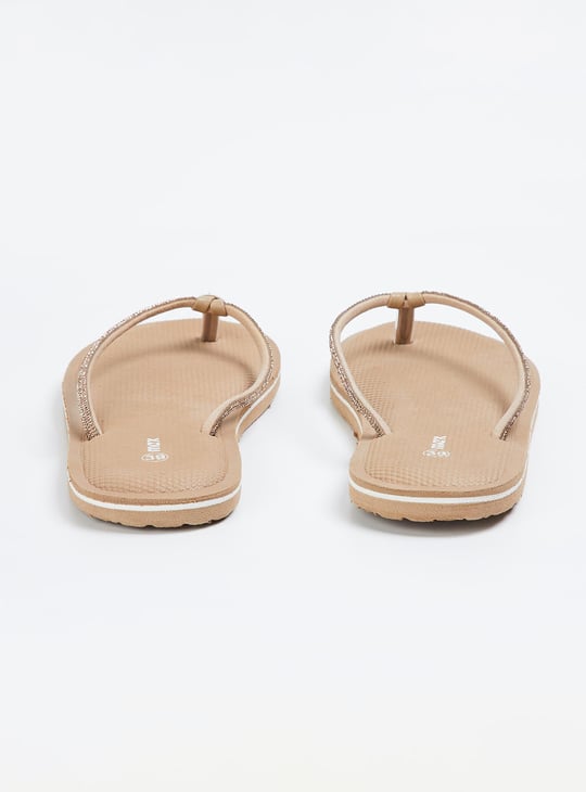Women Stone Embellished Flip Flops