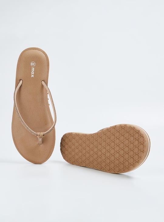 Women Stone Embellished Flip Flops
