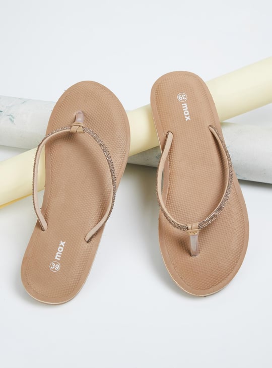 Women Stone Embellished Flip Flops