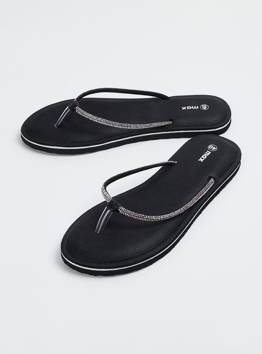 Women Stone Embellished Flip Flops