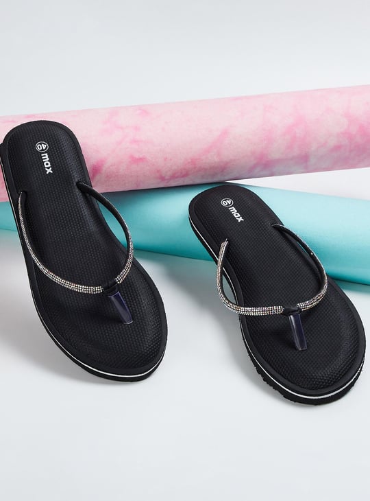 Women Stone Embellished Flip Flops