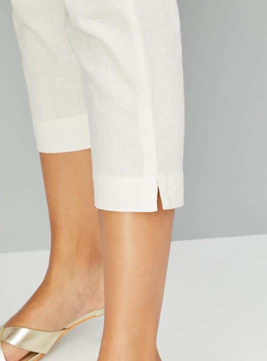 Women Solid Cropped Straight Pants