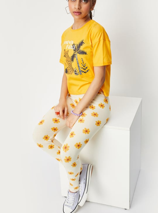 Girls Printed Full-Length Leggings