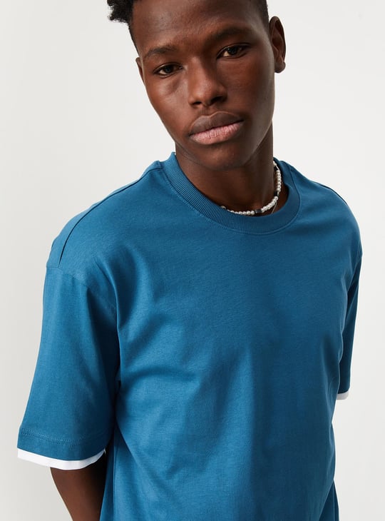 URB_N Men Solid Layered Oversized T-shirt | Solid