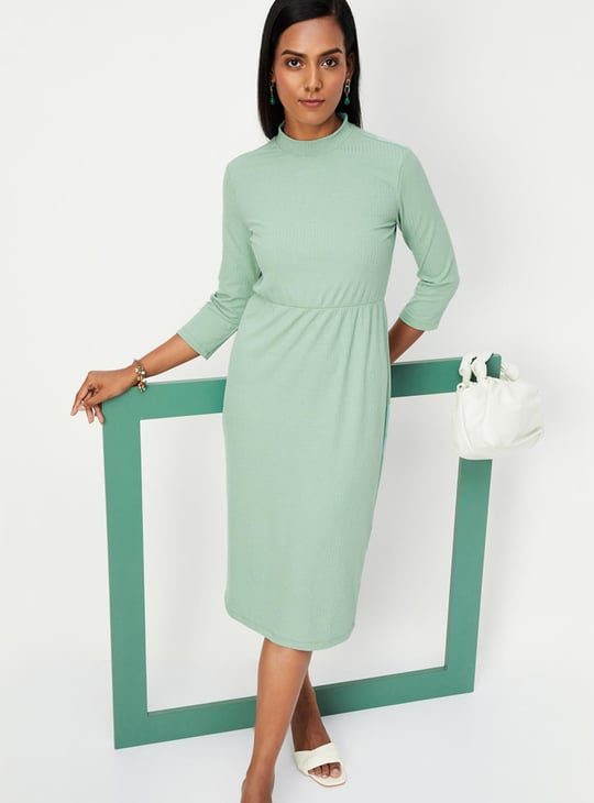 Women Knit Midi Dress with Cut-Out