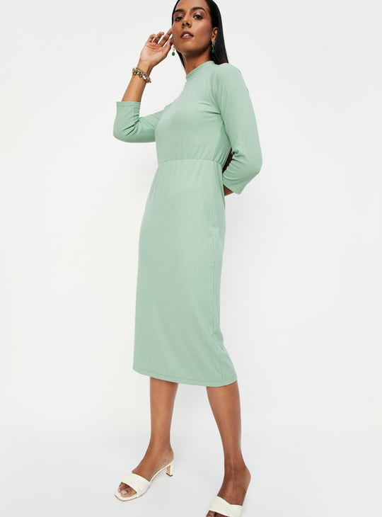 Women Knit Midi Dress with Cut-Out