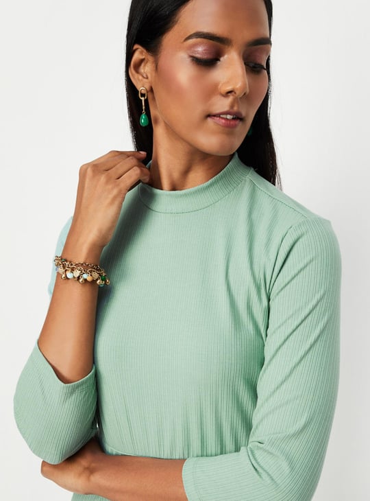 Women Knit Midi Dress with Cut-Out