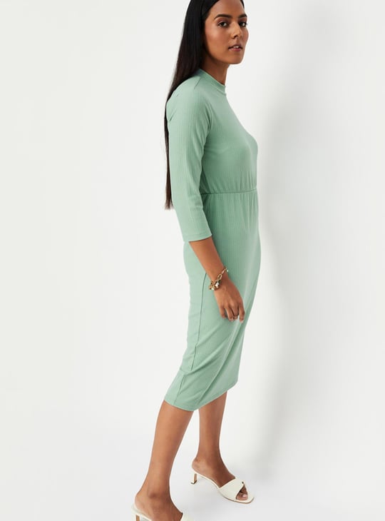 Women Knit Midi Dress with Cut-Out