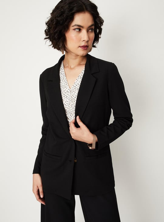 Womens Solid Knitted Formal Blazer